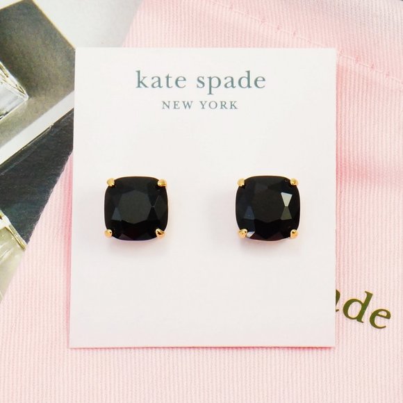 Kate Spade Square Black Stud Earrings Gold